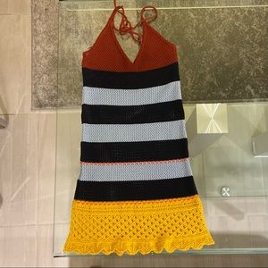 Mango Stripped Knit Halter Dress (size XS, multicolor)